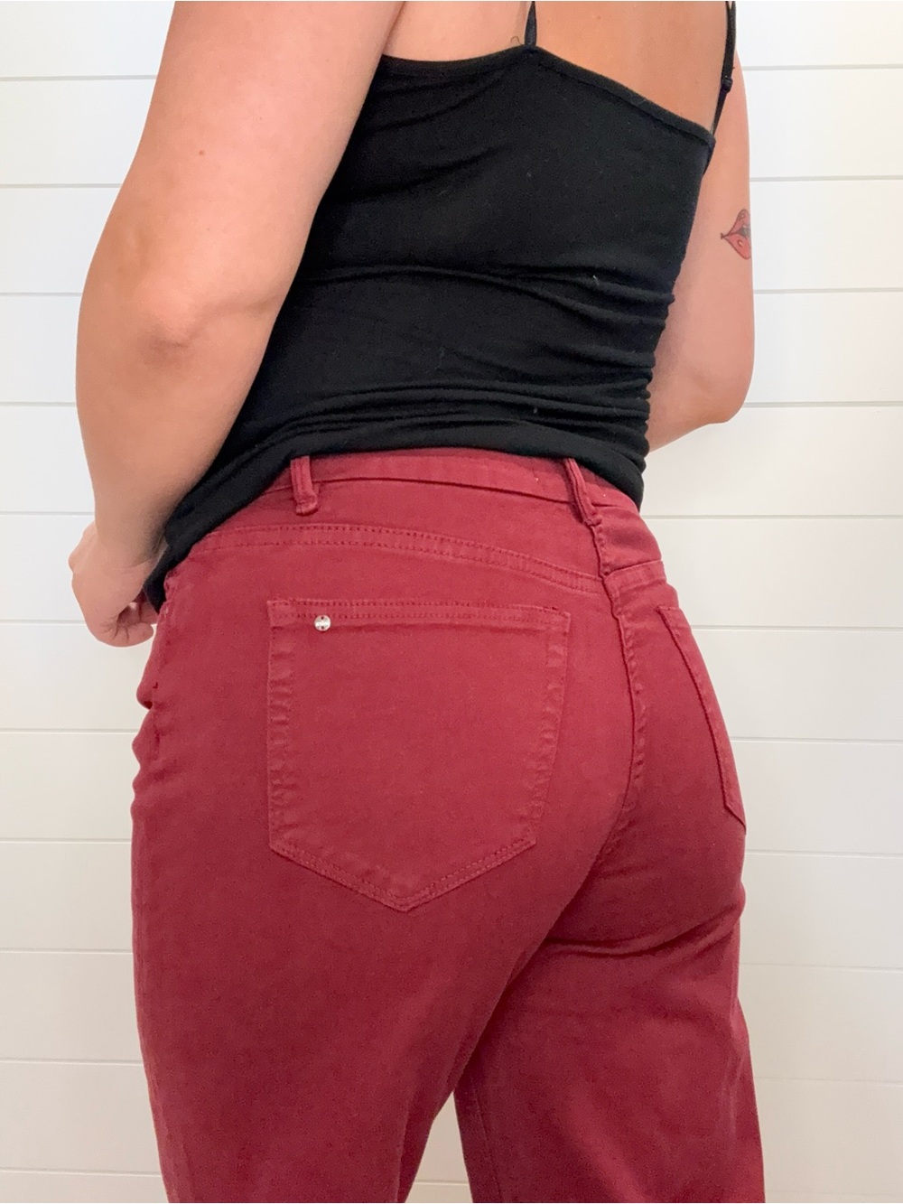 Misa Los Angeles High-Rise Straight Jeans in Wine Red